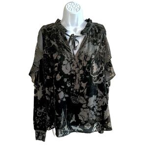 Parker Black and Sheer Floral Blouse